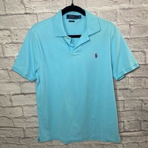 Polo Ralph Lauren Mens Classic Fit Blue Short Sleeve Polo Shirt Size Medium